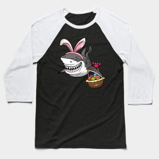 Cool Easter Shark with Easter Basket and Bunny Ears Baseball T-Shirt